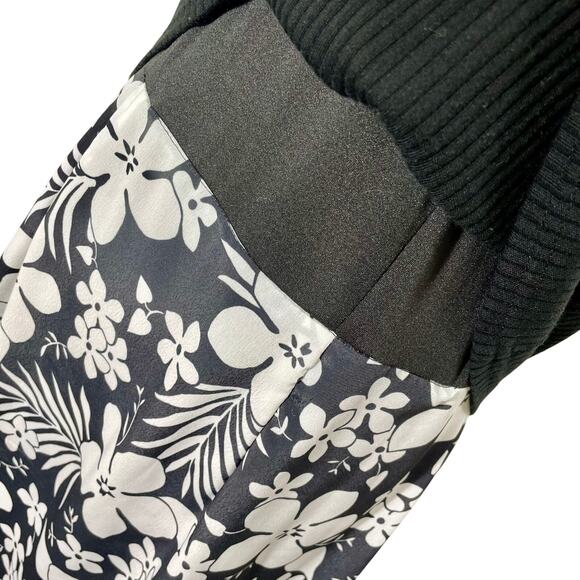 Vintage 90s Ultra Dress NY Ribbed Knit Tank Dress Mixed Media Floral Y2K Sz 14 - Picture 9 of 9